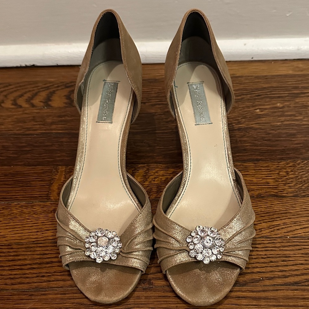 Blue by Betsey Johnson Champagne Heels with Crystal Embellishment